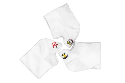 White socks with funny faces isolated on white background Stock Photos