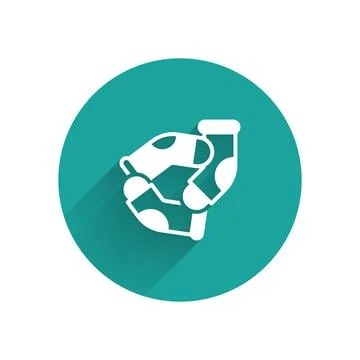 White Socks icon isolated with long shadow. Green circle button. Vector Stock Illustration