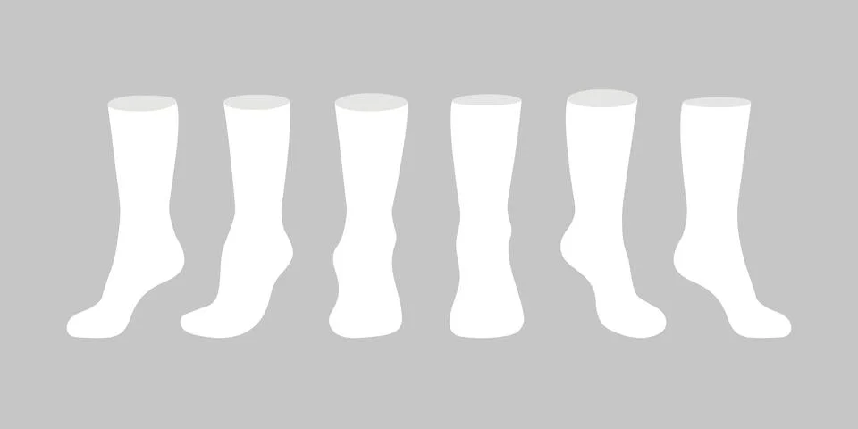 White socks template mockup flat style design vector illustration set isolated Illustrazione stock