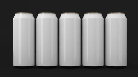 White soda cans standing in two raws on black background Stock Illustration
