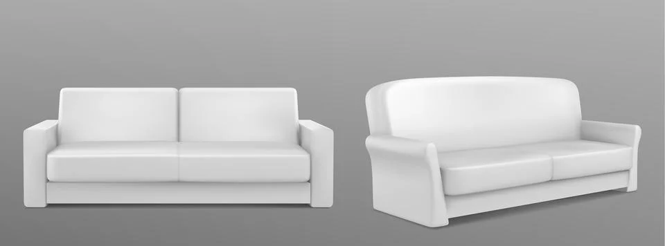 White sofa 3d with fabric surface. Illustrazione stock