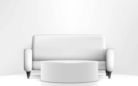 White sofa and white table in the room Illustrazione stock