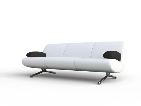 White Sofa With Black Armrest Stock Illustration