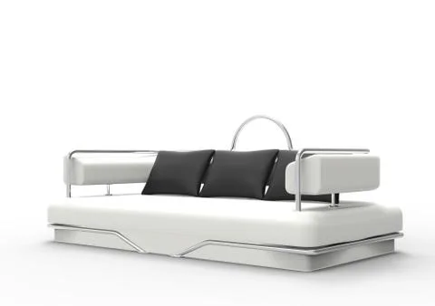 White Sofa With Black Pillows Stock Illustration
