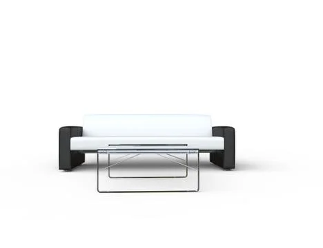 White Sofa With Glass Coffee Table Ilustración de archivo