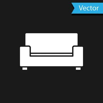 White Sofa icon isolated on black background. Vector Stock-Illustration