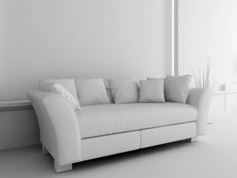 White sofa in interior Stock Illustration