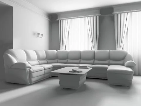 White sofa in interior Stock Illustration