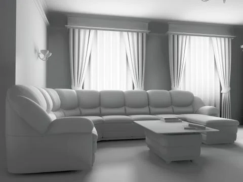 White sofa in interior Stock Illustration