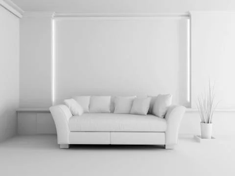 White sofa in interior Stock Illustration