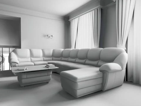 White sofa in interior Stock Illustration