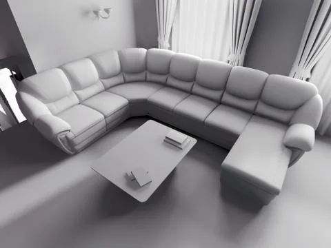 White sofa in interior Stock Illustration