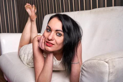 At white sofa Stock Photos