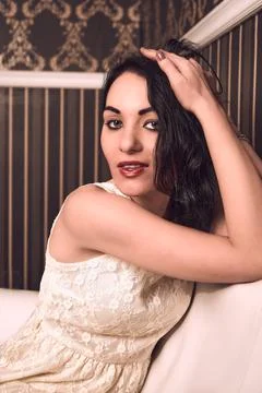 At white sofa Stock Photos