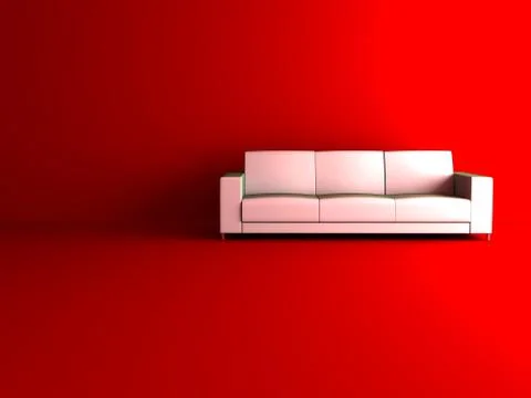 White sofa in red room Stock Illustration