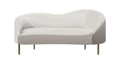 White sofa vector realistic illustration on white. Stock Illustration