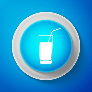 White Soft drink icon isolated on blue background. Circle blue button with white Stock Illustration
