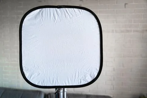 A white softbox diffuser mounted on a stand. video light Stock Photos