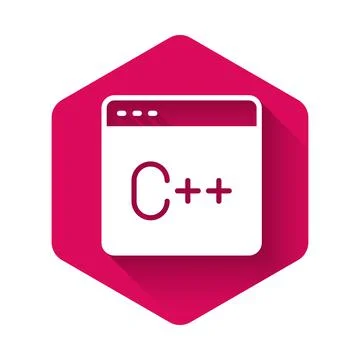 White Software, web developer programming code icon isolated with long shadow 스톡 일러스트