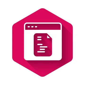 White Software, web developer programming code icon isolated with long shadow Illustrazione stock