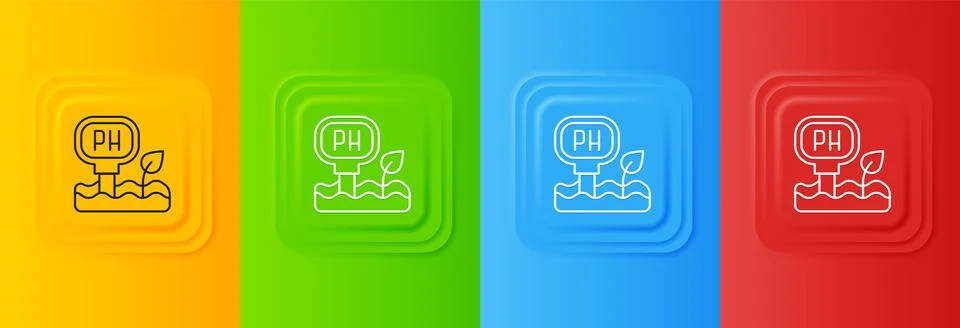 White Soil ph testing icon isolated on colorful background. PH earth test. .. Stock Illustration