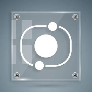 White Solar system icon isolated on grey background. The planets revolve around Stock Illustration