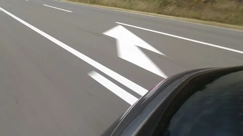 White solid and broken lines on the road 4K driving footage Stock Footage 163326067