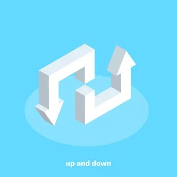 White solid arrows on a blue background, isometric style Stock Illustration