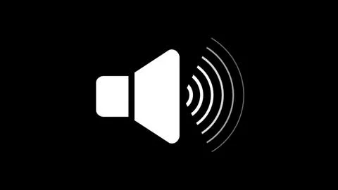 White solid color sound speaker with waves animated 3d icon on a black back.. イラスト素材