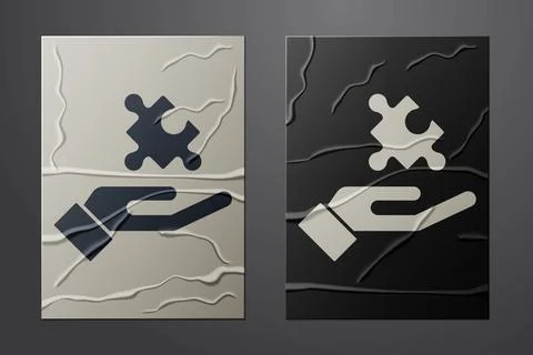 White Solution to the problem in psychology icon isolated on crumpled paper 스톡 일러스트