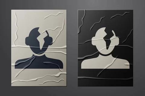 White Solution to the problem in psychology icon isolated on crumpled paper Illustrazione stock