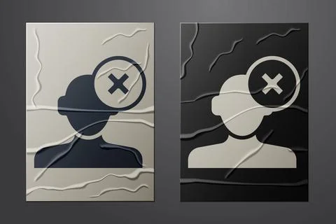 White Solution to the problem in psychology icon isolated on crumpled paper Illustrazione stock