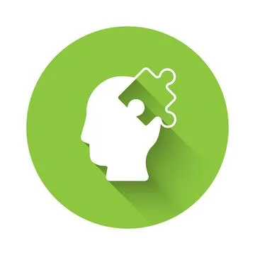 White Solution to the problem in psychology icon isolated with long shadow Illustrazione stock