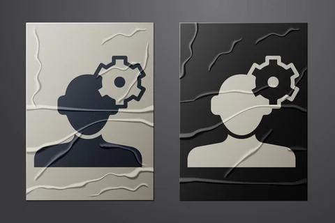 White Solution to the problem in psychology icon isolated on crumpled paper 스톡 일러스트