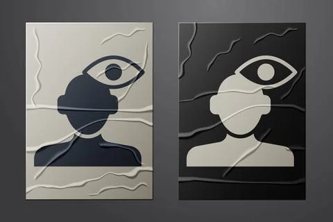 White Solution to the problem in psychology icon isolated on crumpled paper Illustrazione stock