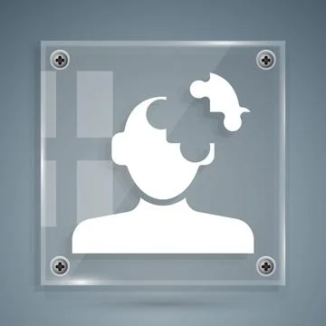 White Solution to the problem in psychology icon isolated on grey backgroun.. Illustrazione stock
