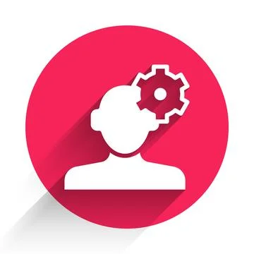 White Solution to the problem in psychology icon isolated with long shadow .. Illustrazione stock