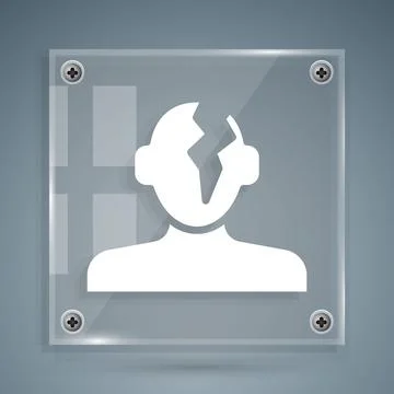 White Solution to the problem in psychology icon isolated on grey backgroun.. Illustrazione stock