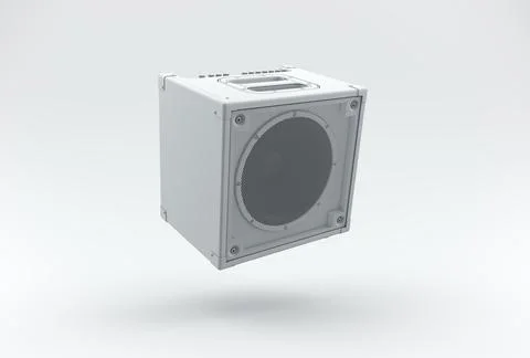 White Sound Amplifier on a Studio Background. Monochrome. 3D render. Stock Illustration
