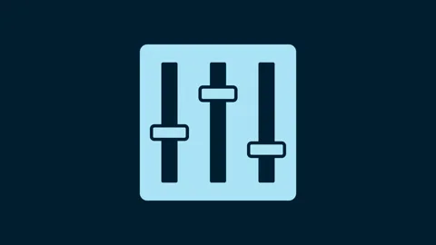 White Sound mixer controller icon isolated on blue background. Dj equipment Stock Footage 230061220