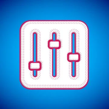 White Sound mixer controller icon isolated on blue background. Dj equipment.. Stock Illustration