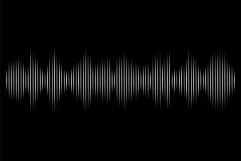 White sound wave on black background. Vector audio technology illustration. イラスト素材