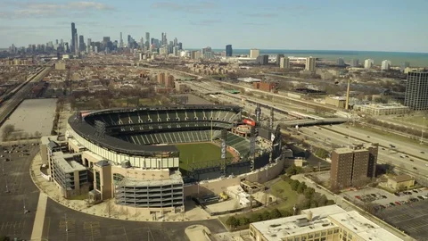 White Sox Stadium - Circle Look Down [Aerial] [4K] Stock Footage 105693744