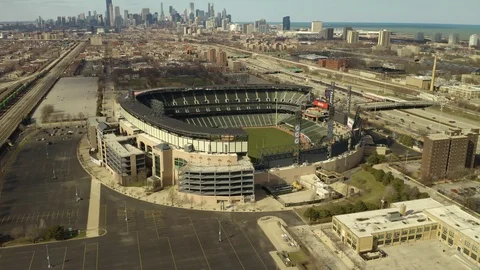 White Sox Stadium - Circle Look Down [Aerial] [4K] Stock Footage 105693749