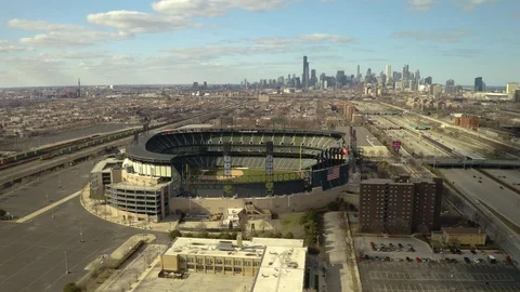 White Sox Stadium - Circle Pan Up [Aerial] [4K] Video stock 105693716