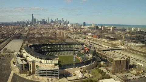 White Sox Stadium - Circle Pan Down [Aerial] [4K] Stock Footage 105693736
