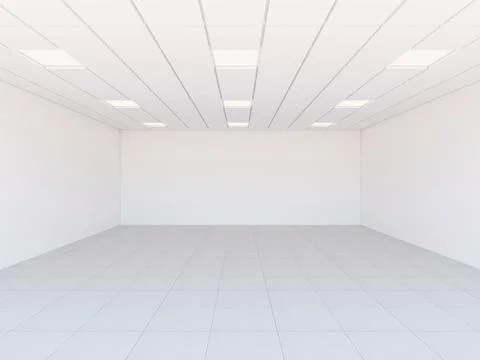 White space, empty bright office with ceiling. 3d rendering illustration Stock Illustration