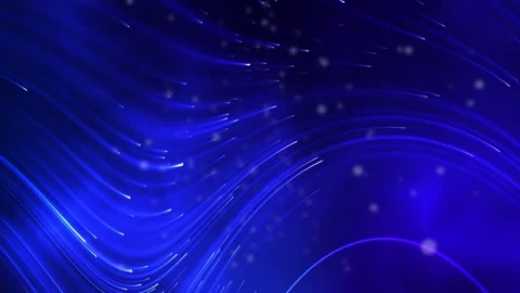 White space wave on blue neon background. Light lights, dots, on a liquid d.. Stock Footage 273404523
