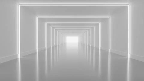 White spacious corridor and bright light shining Stock Footage 261012633