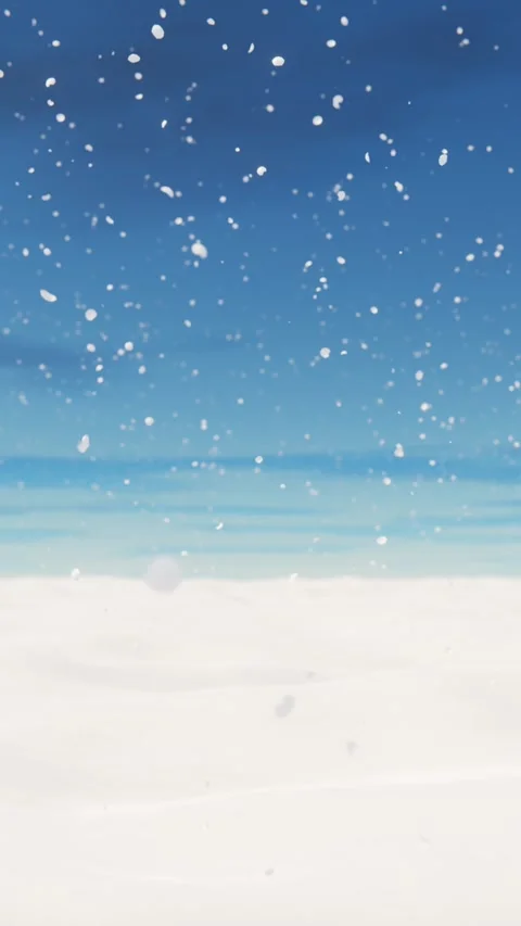 White spacious landscape with snow covered plain at snowfall. Looped vertical Vídeos de archivo 225055439